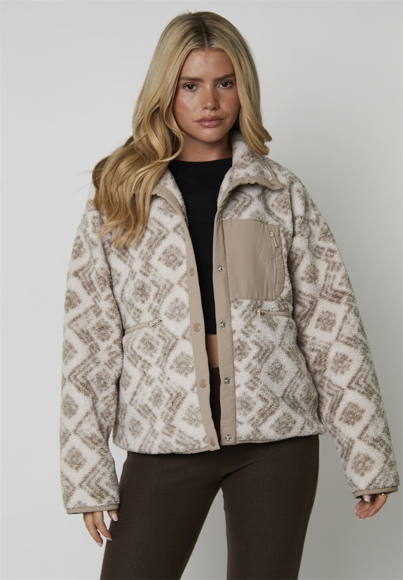 South Beach PRINTED BORG - Fleecejacke - grey/grau