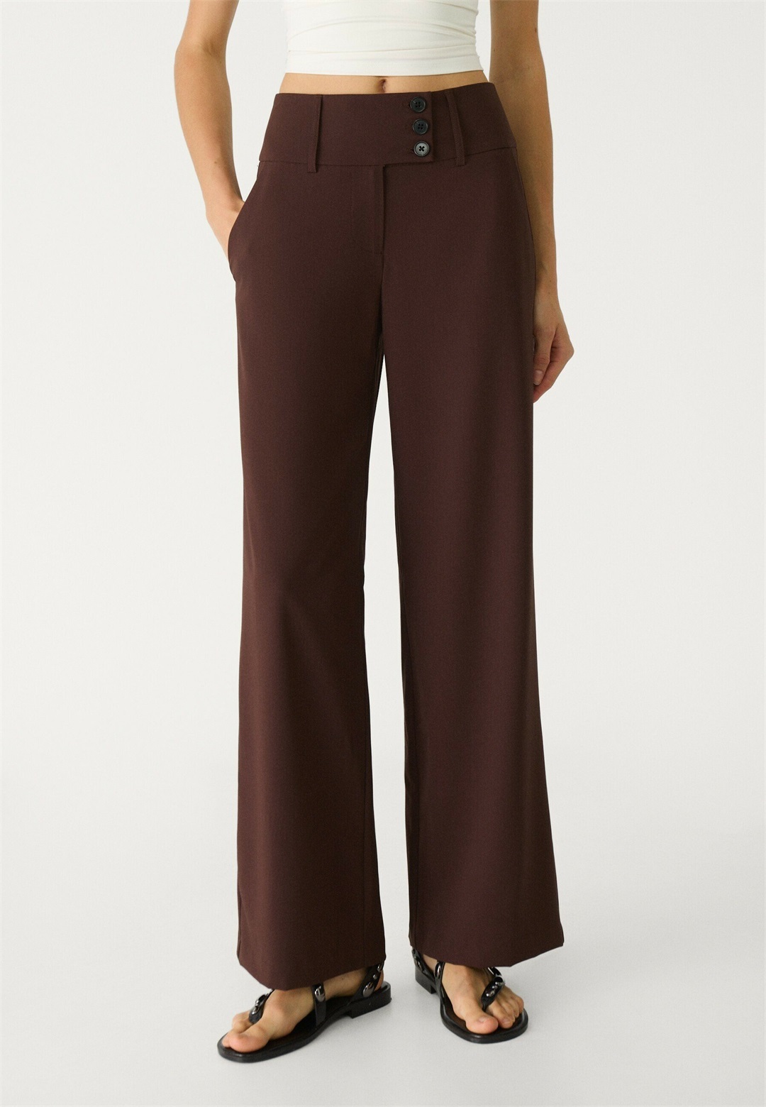 Stradivarius Stoffhose - dark brown/dunkelbraun
