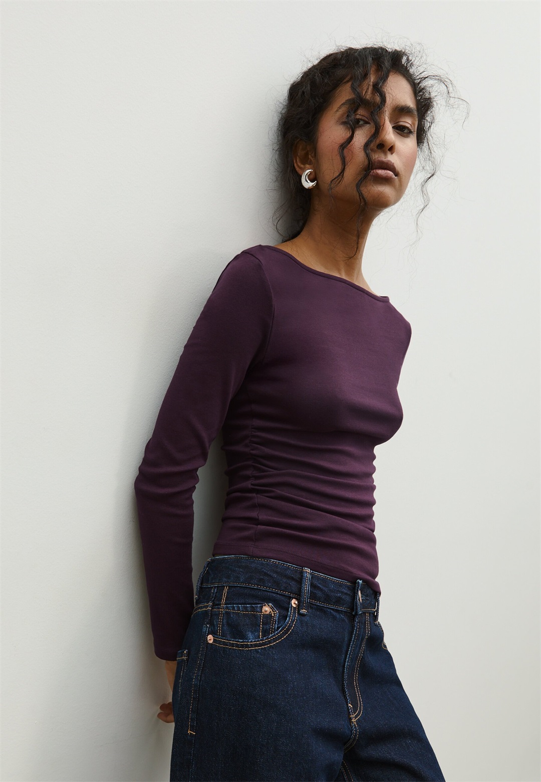 Stradivarius WITH GATHERING - Langarmshirt - purple/lila