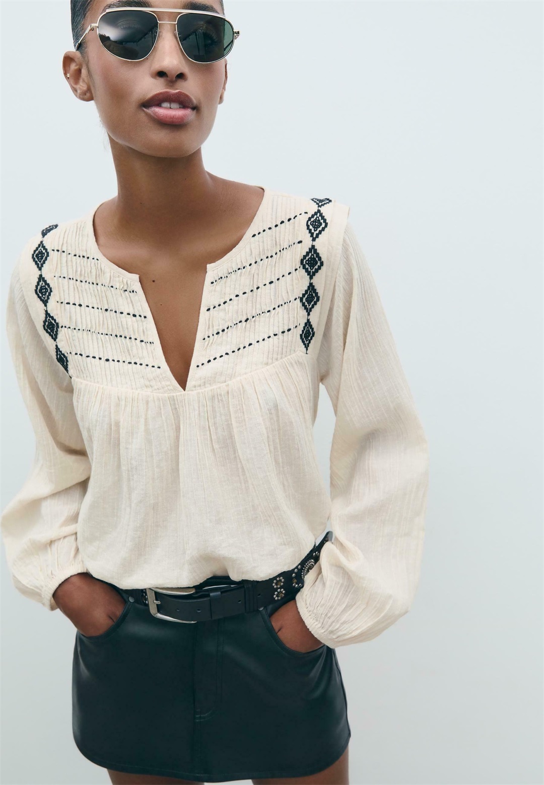 Stradivarius Bluse - white/weiß