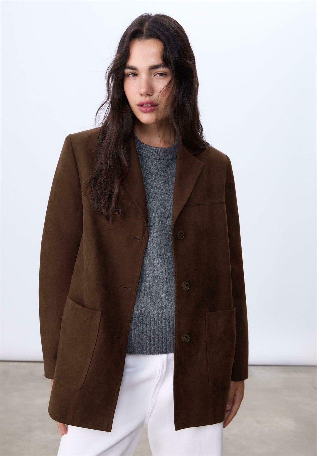 Stradivarius REGULAR FIT - Kurzmantel - mottled brown/braun meliert