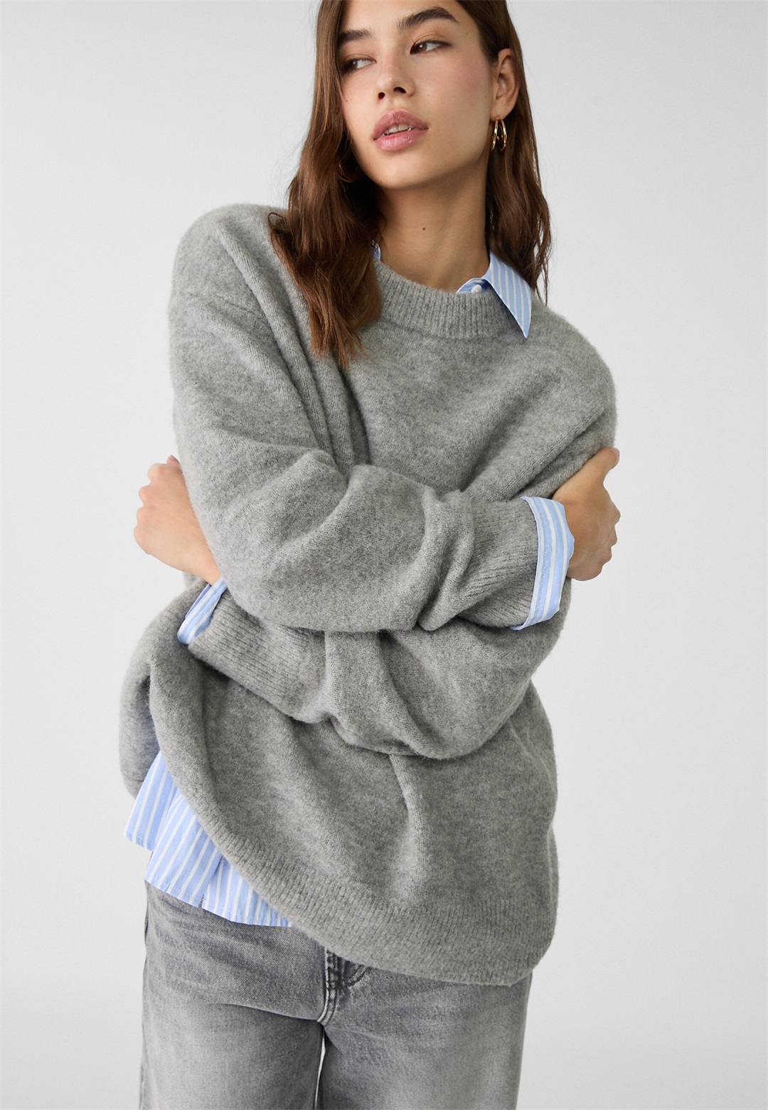 Stradivarius SOFT TOUCH - Strickpullover - grey/grau
