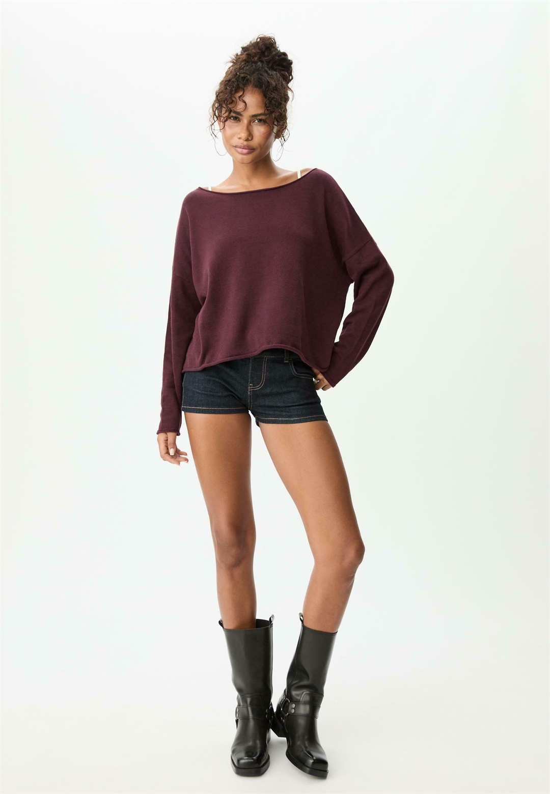 Stradivarius Strickpullover - dark red/dunkelrot