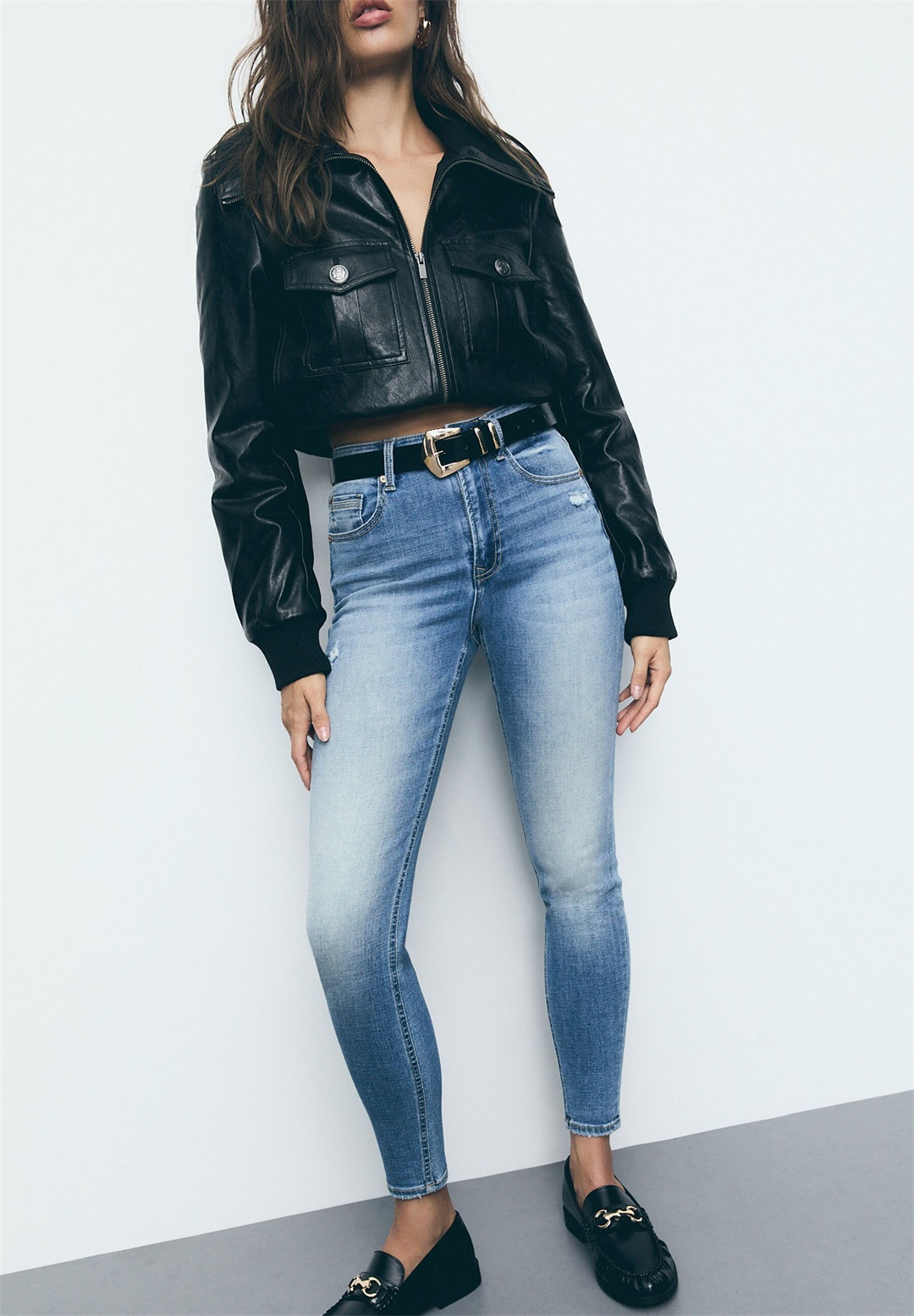 Stradivarius D09 - Jeans Skinny Fit - mottled blue/blau-meliert