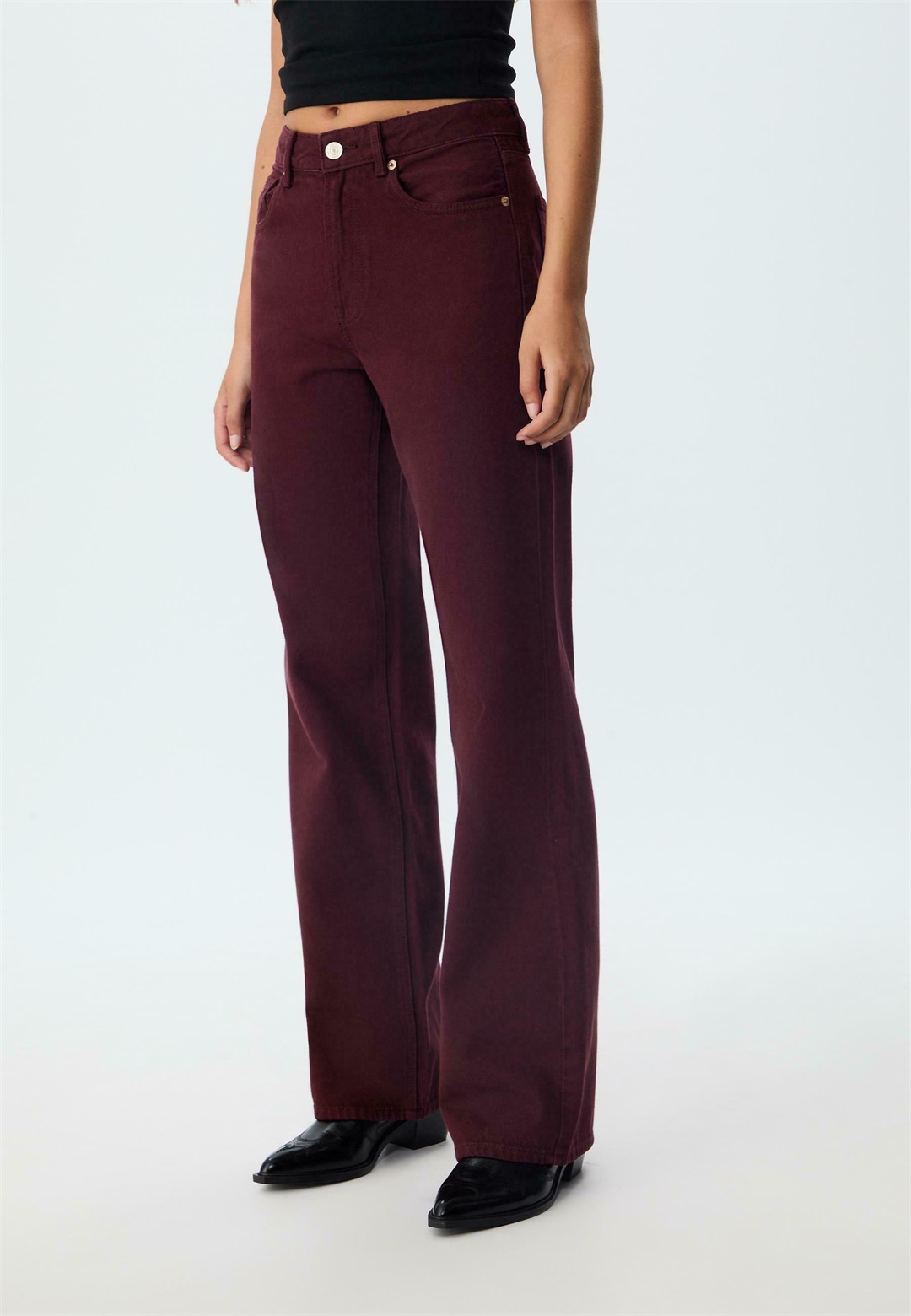 Stradivarius D92 - Jeans Straight Leg - bordeaux