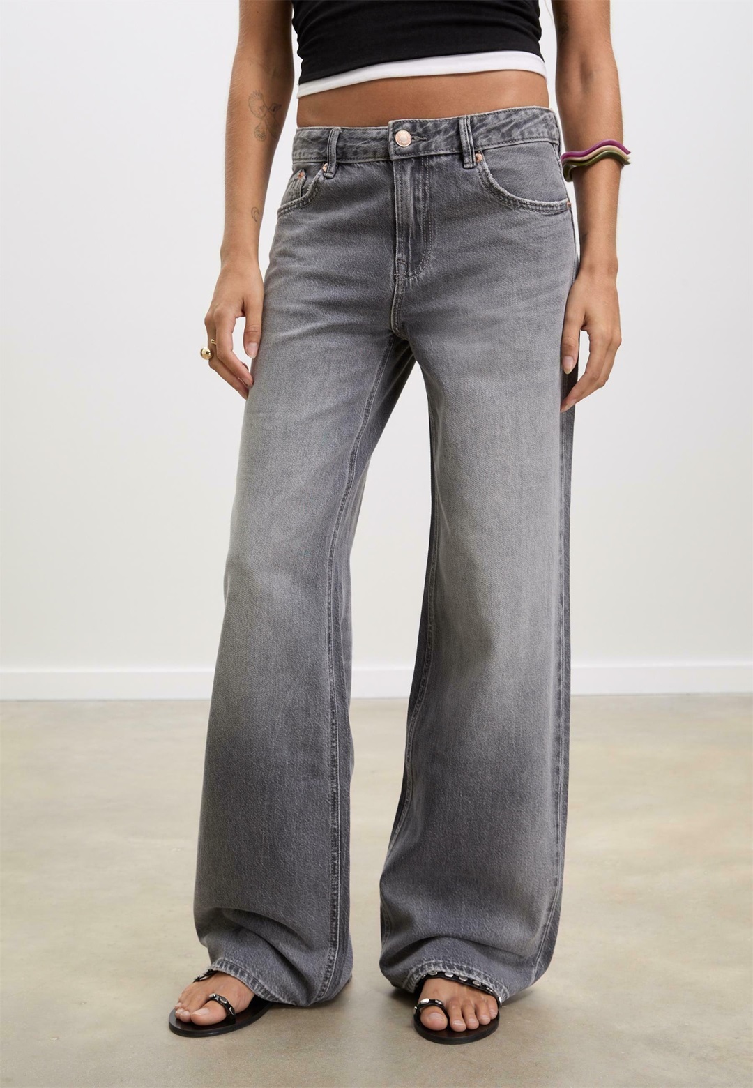 Stradivarius D91 - Jeans Straight Leg - mottled grey/grau-meliert
