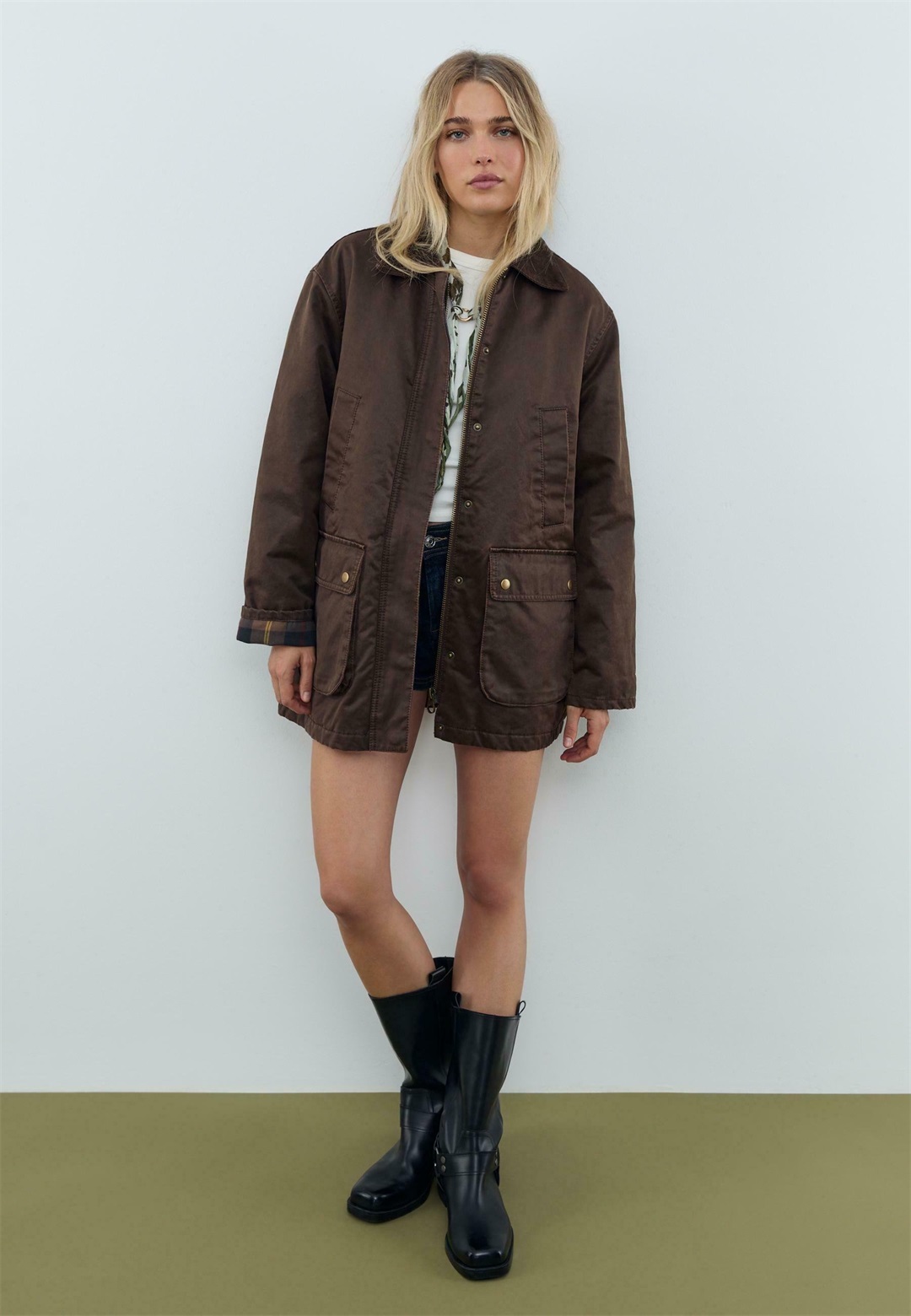 Stradivarius WAXED WITH MULTIPLE - Parka - dark brown/dunkelbraun