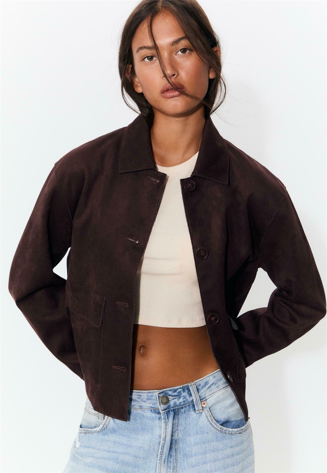 Stradivarius Kunstlederjacke - dark red/dunkelrot