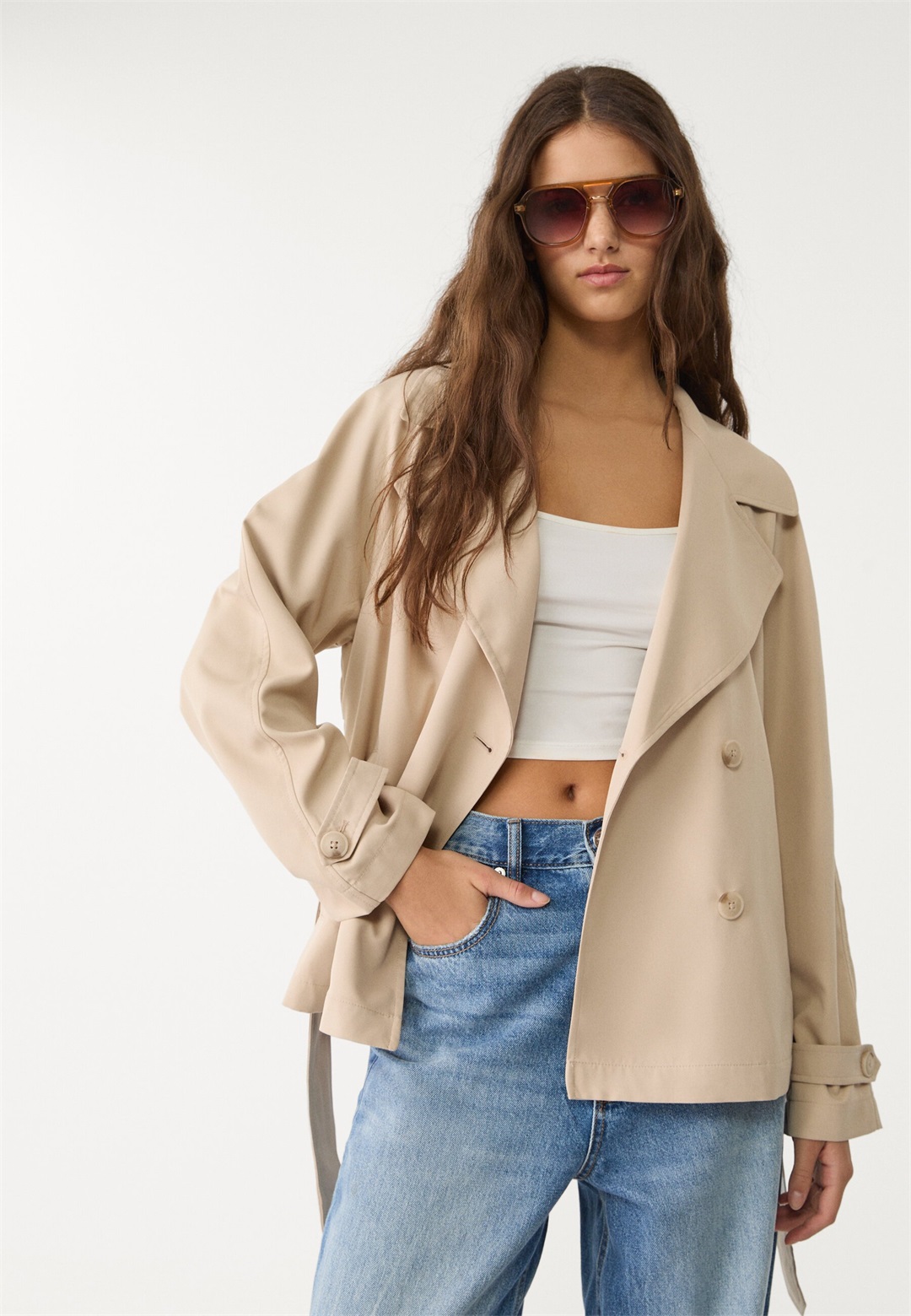 Stradivarius Blazer - mottled beige/beige-meliert