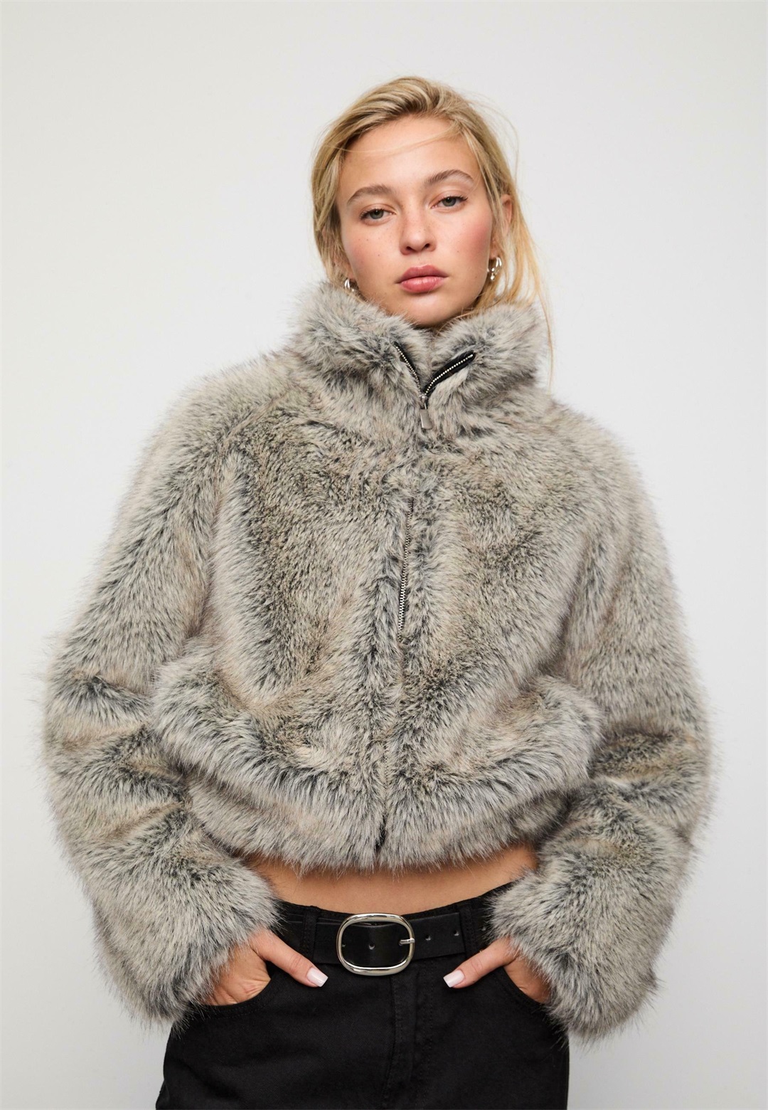 Stradivarius WITH HIGH NECK - Übergangsjacke - dark grey/dunkelgrau