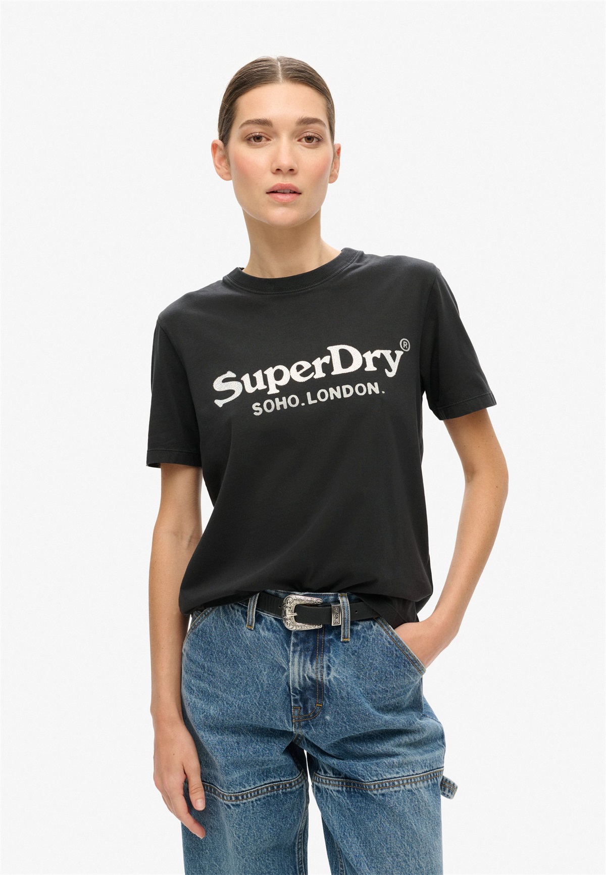 Superdry & Co VENUE - T-Shirt print - jet black/schwarz