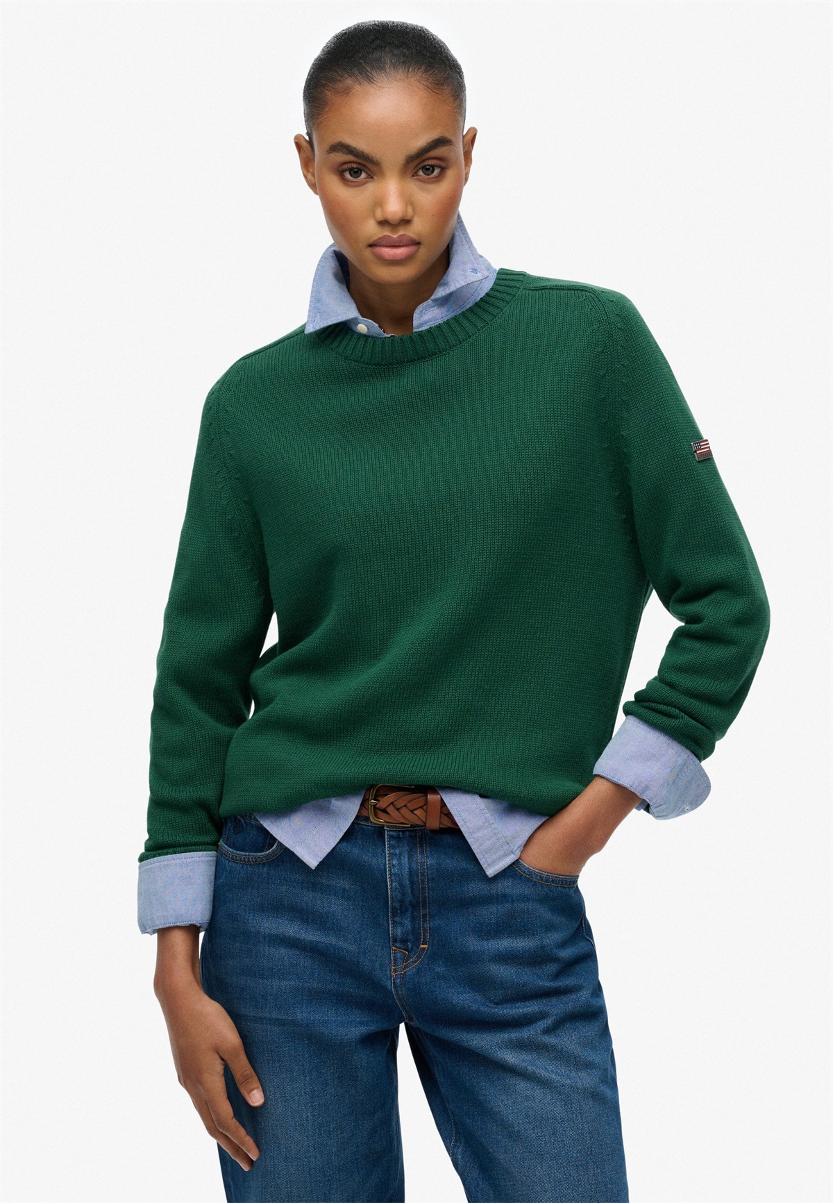 Superdry & Co SLOUCHY CREW - Strickpullover - dark green/grün