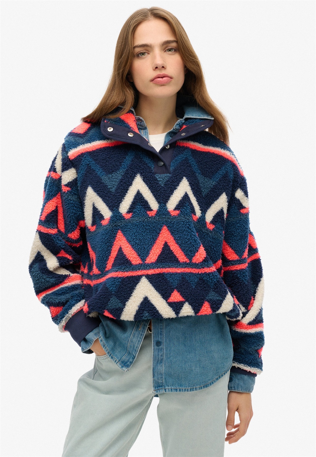 Superdry & Co SOFT PRINTED - Fleecepullover - navy terry print/blau