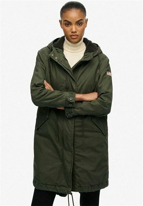 Superdry & Co MILITARY BORG FISHTAIL - Parka - army khaki/khaki