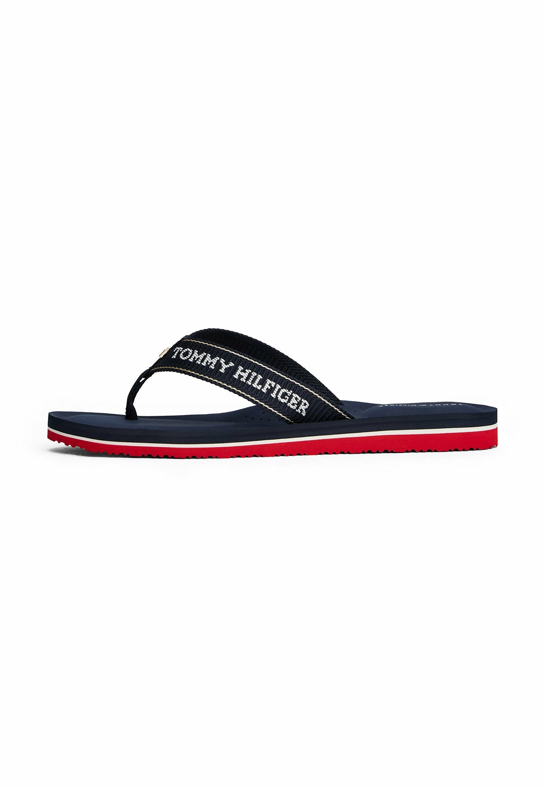 Tommy Hilfiger JACQUARD LOGO FINE CLEAT FLIP-FLOPS - Bade-Zehentrenner - space blue/dunkelblau