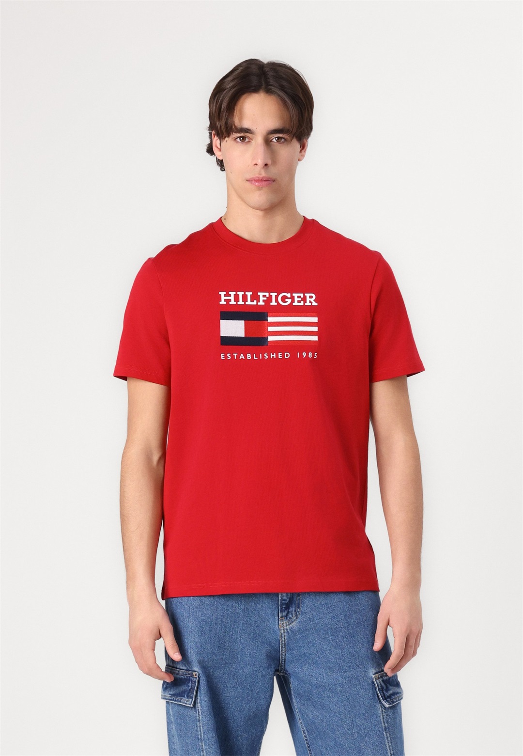 Tommy Hilfiger AMERICANA MONOTYPE FLAG BOX TEE UNISEX - T-Shirt print - medium red/rot