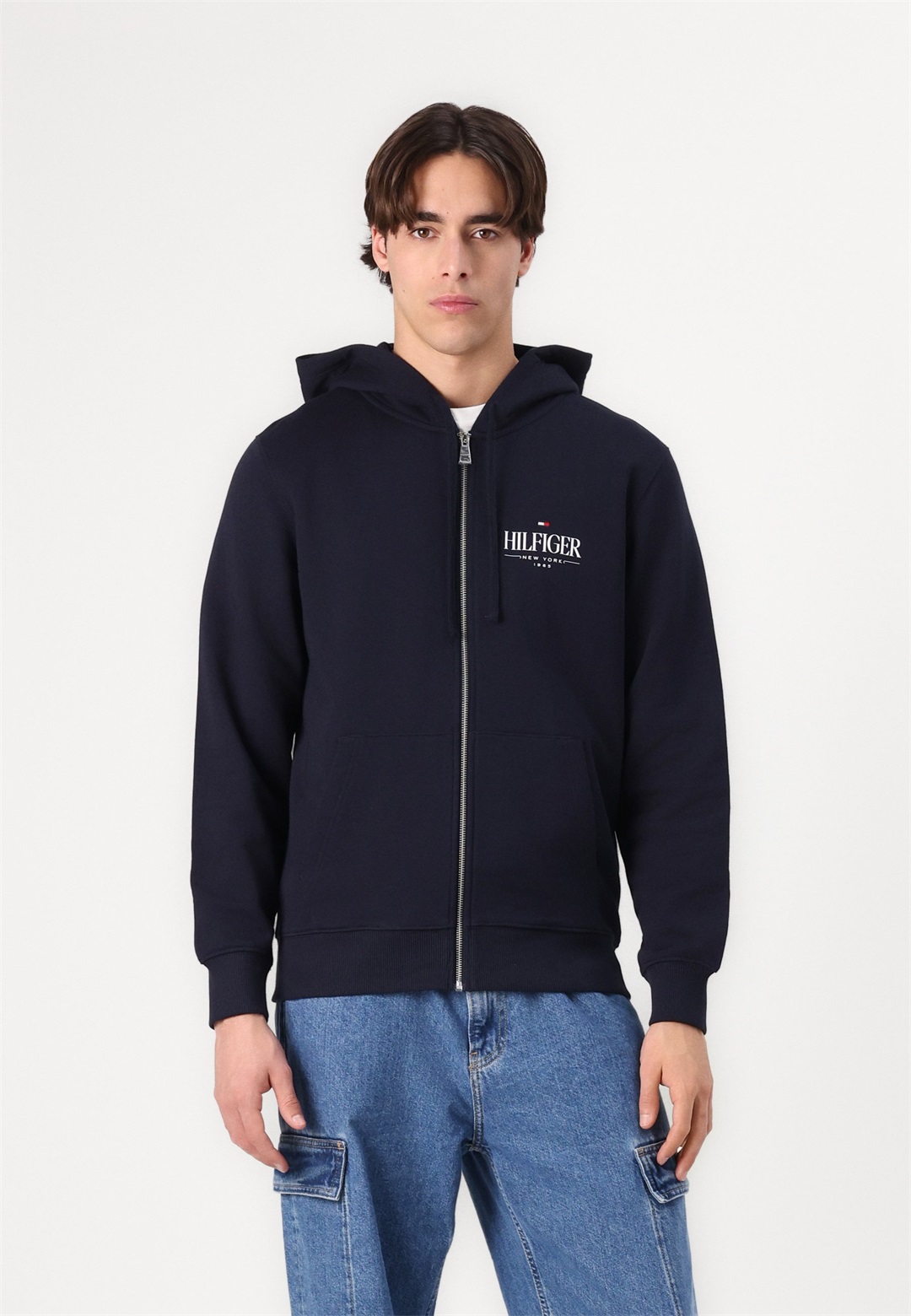 Tommy Hilfiger STACKED HOODED ZIP UNISEX - Sweatjacke - desert sky/dunkelblau
