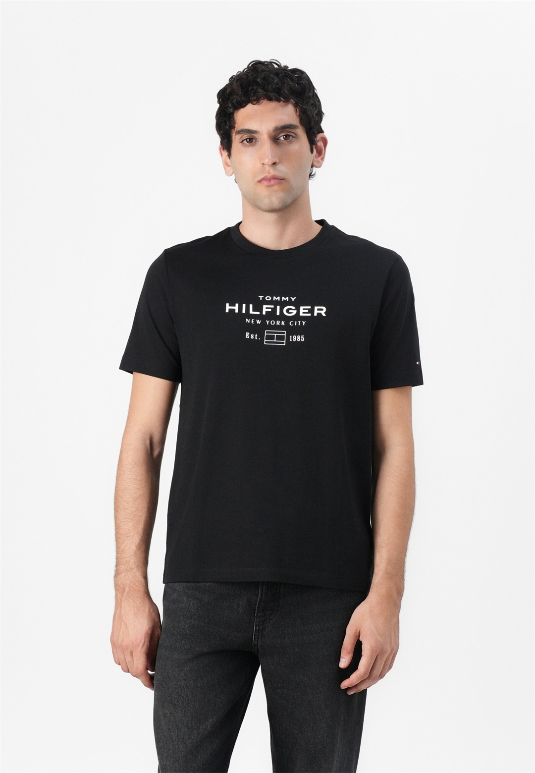 Tommy Hilfiger STACK GRAPHIC TEE - T-Shirt print - black/schwarz