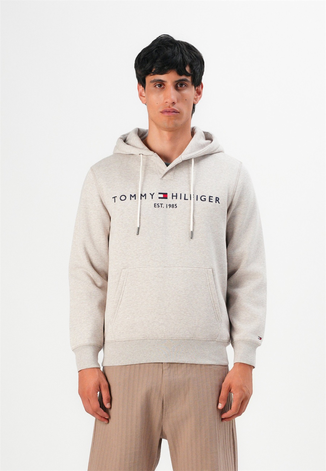 Tommy Hilfiger LOGO HOODY UNISEX - Sweatshirt - heathered pebble/sand