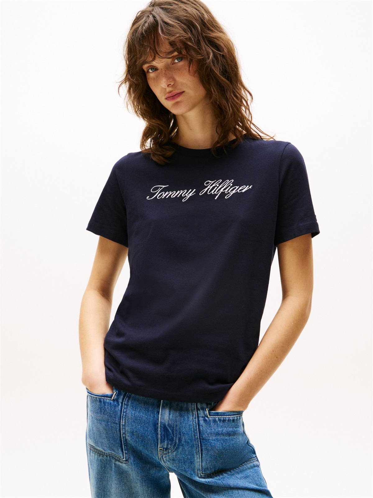 Tommy Hilfiger SCRIPT REGULAR - T-Shirt print - desert sky/blau