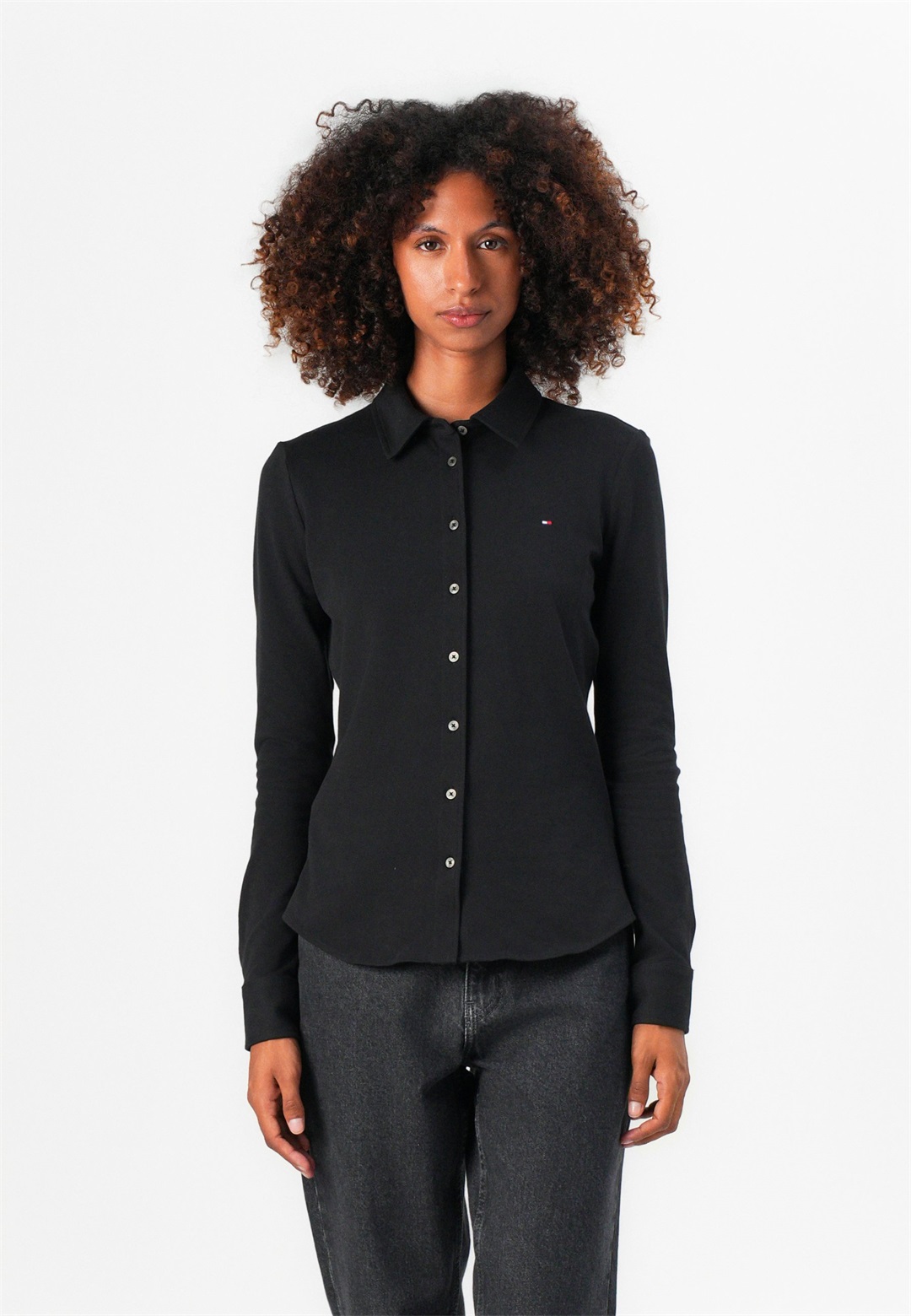 Tommy Hilfiger SLIM BUTTON DOWN - Hemdbluse - black/schwarz