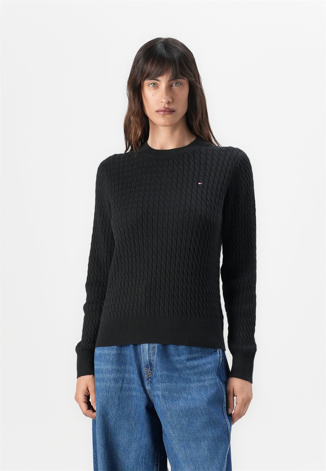 Tommy Hilfiger CABLE FINE - Strickpullover - black/schwarz