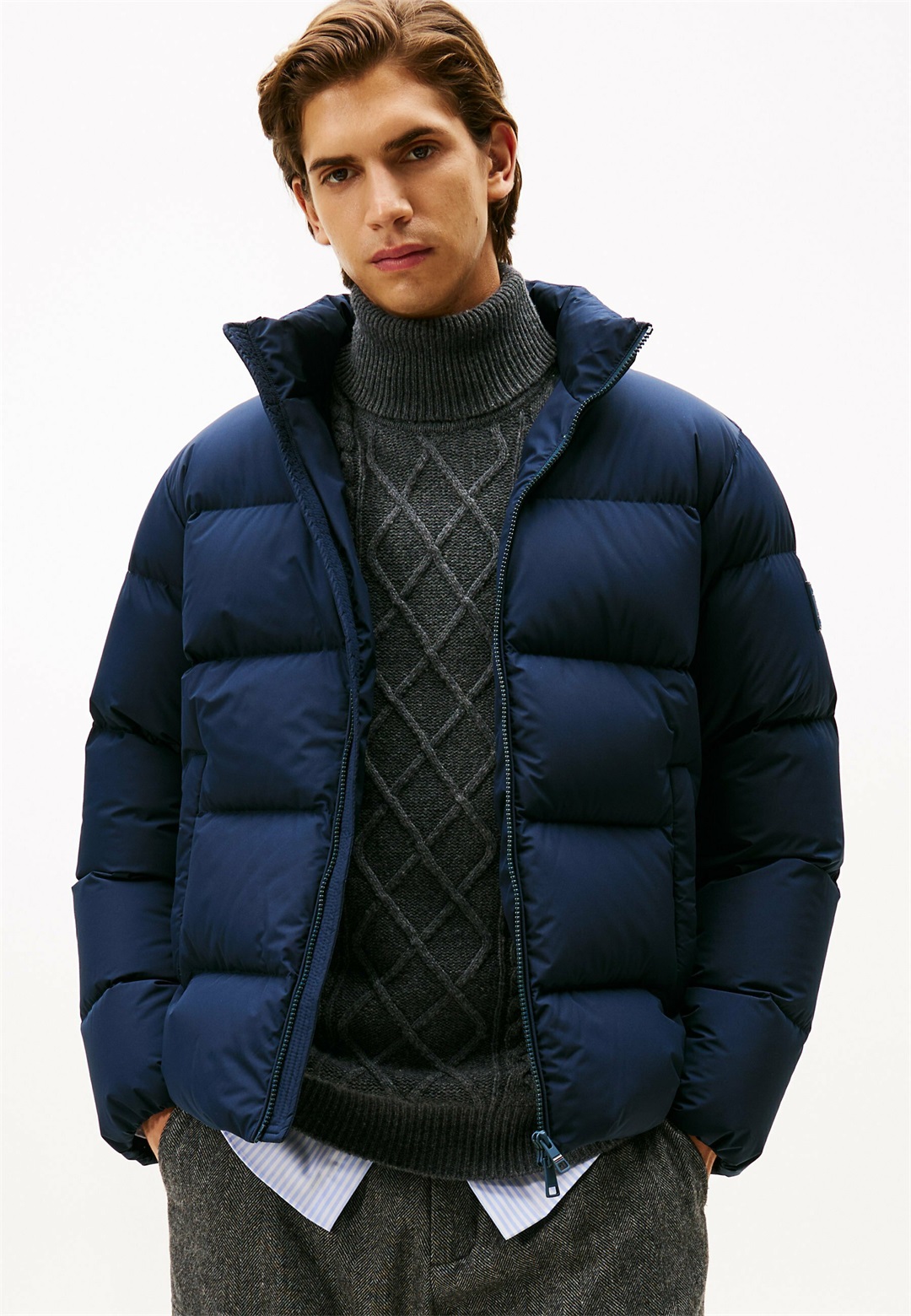 Tommy Hilfiger STAND PUFFER - Daunenjacke - desert sky/dunkelblau