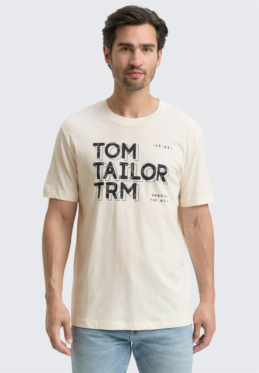TOM TAILOR T-Shirt print - gardenia white/offwhite