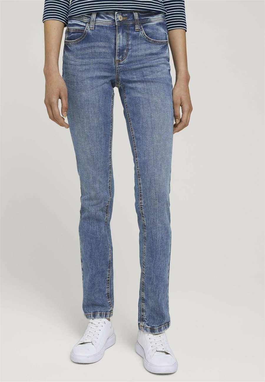 TOM TAILOR TTALEXA Straight - Jeans Straight Leg - random bleached blue denim/bleached denim