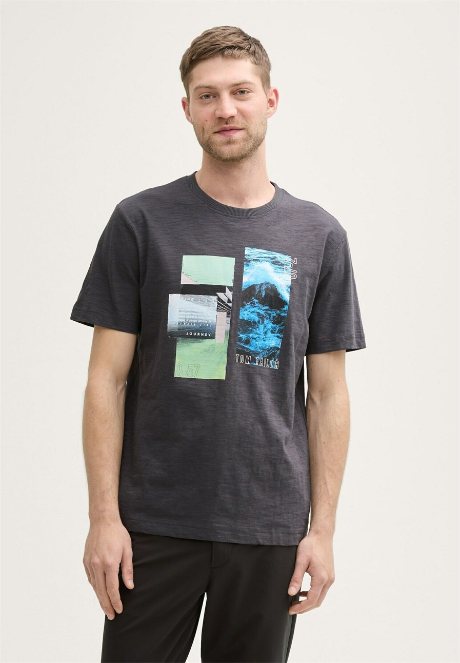 TOM TAILOR SLUB PHOTO - T-Shirt print - tarmac grey/grau