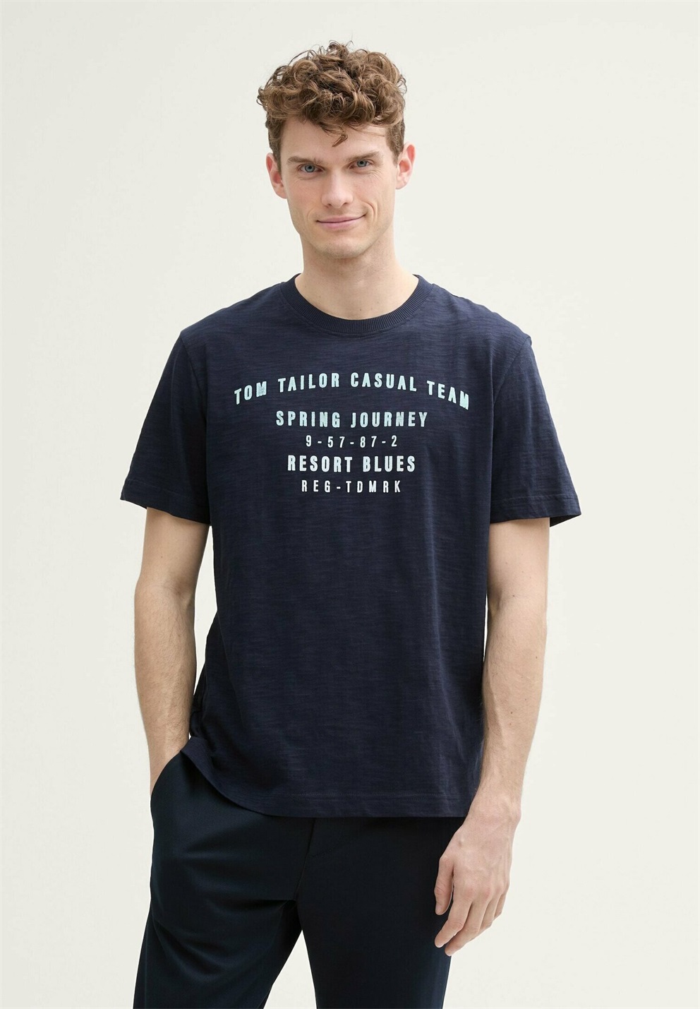 TOM TAILOR T-Shirt print - sky captain blue/dunkelblau