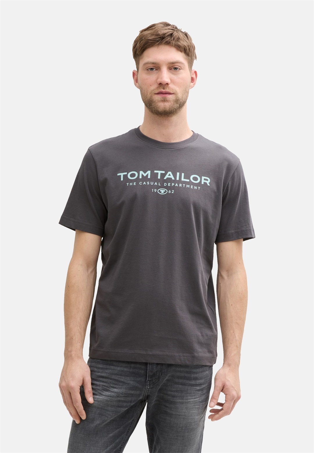 TOM TAILOR KURZARMSHIRT - T-Shirt print - grau/anthrazit