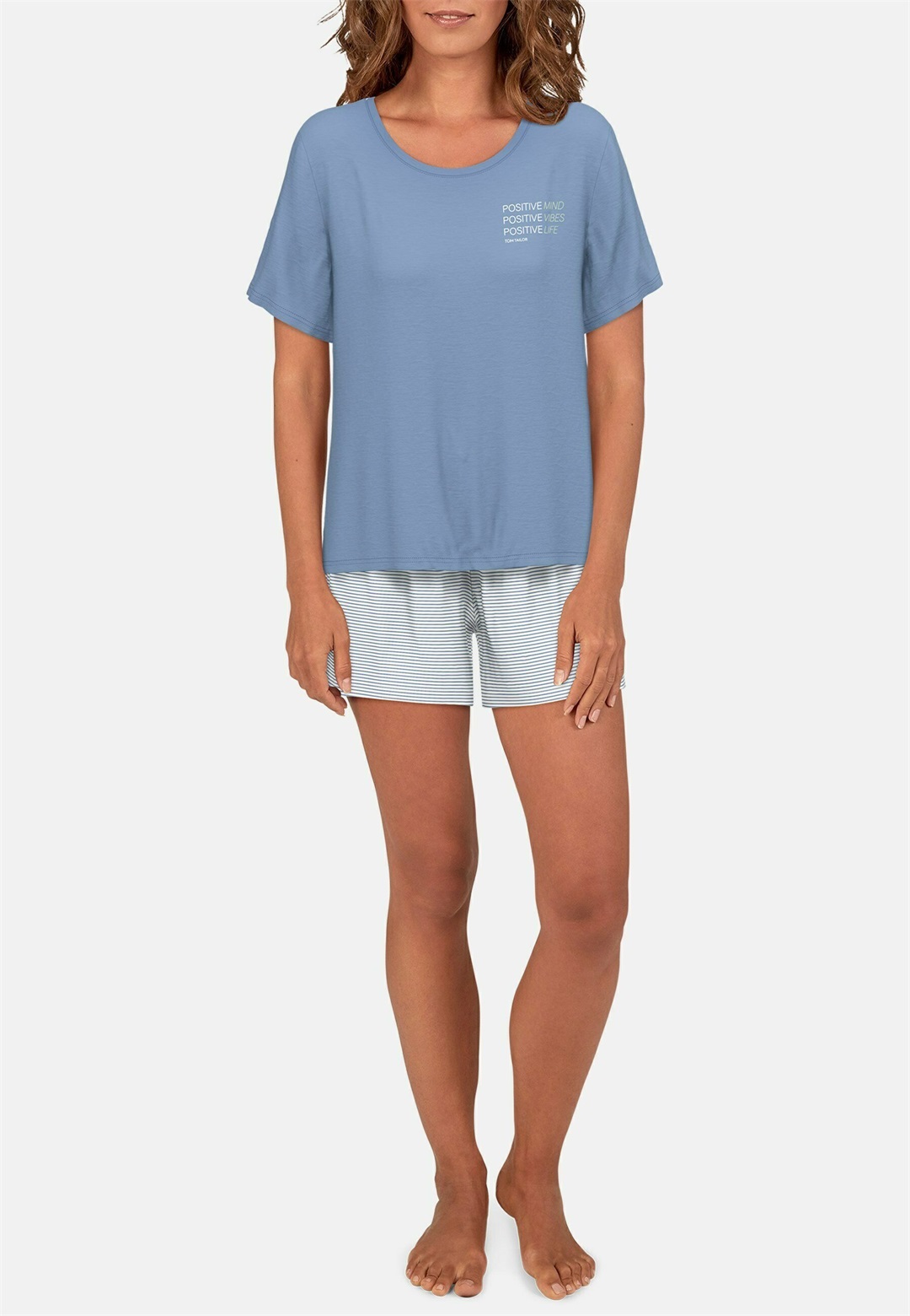 TOM TAILOR SET - Nachtwäsche Set - blau mittel ringel/blau