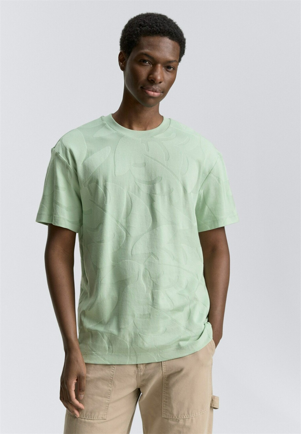 TOM TAILOR DENIM MIT MUSTER - T-Shirt print - fresh mint green jacquard/grün
