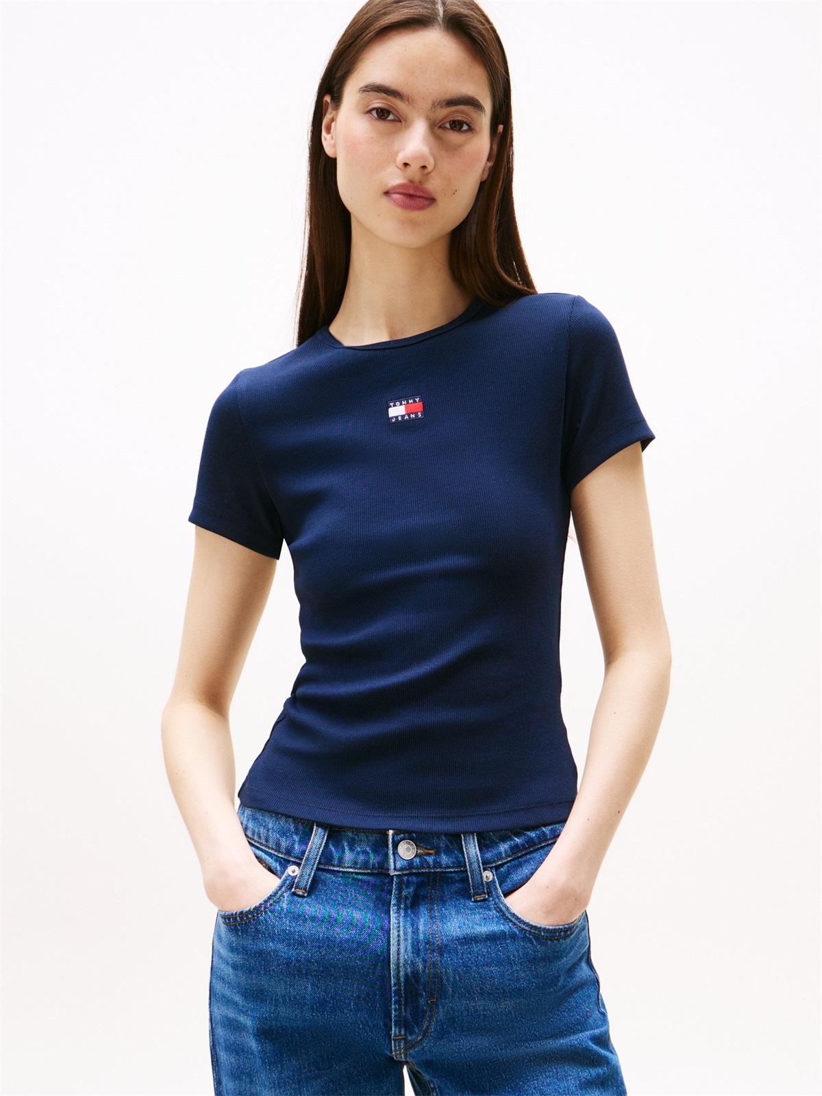 Tommy Jeans BADGE - T-Shirt basic - dark night navy/dunkelblau