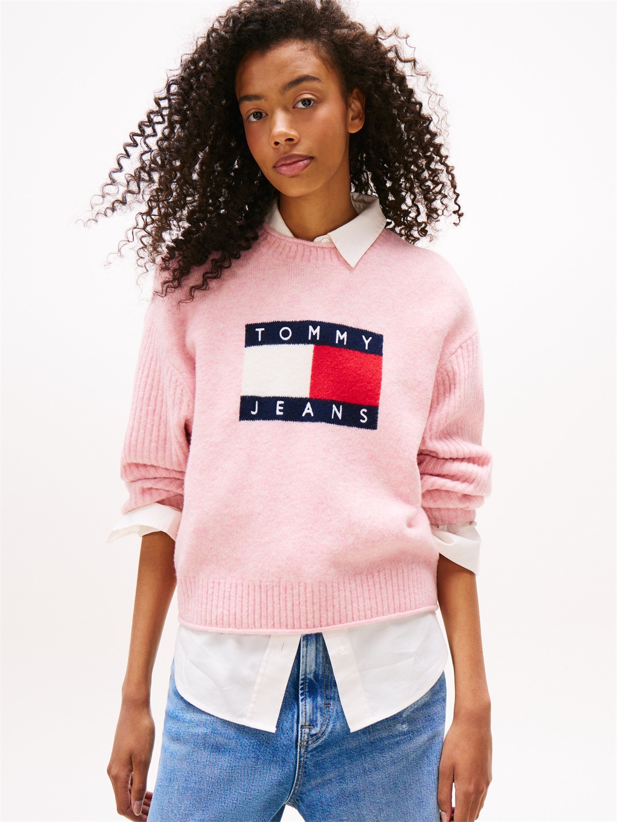 Tommy Jeans FLAG - Strickpullover - mystic pink/pink