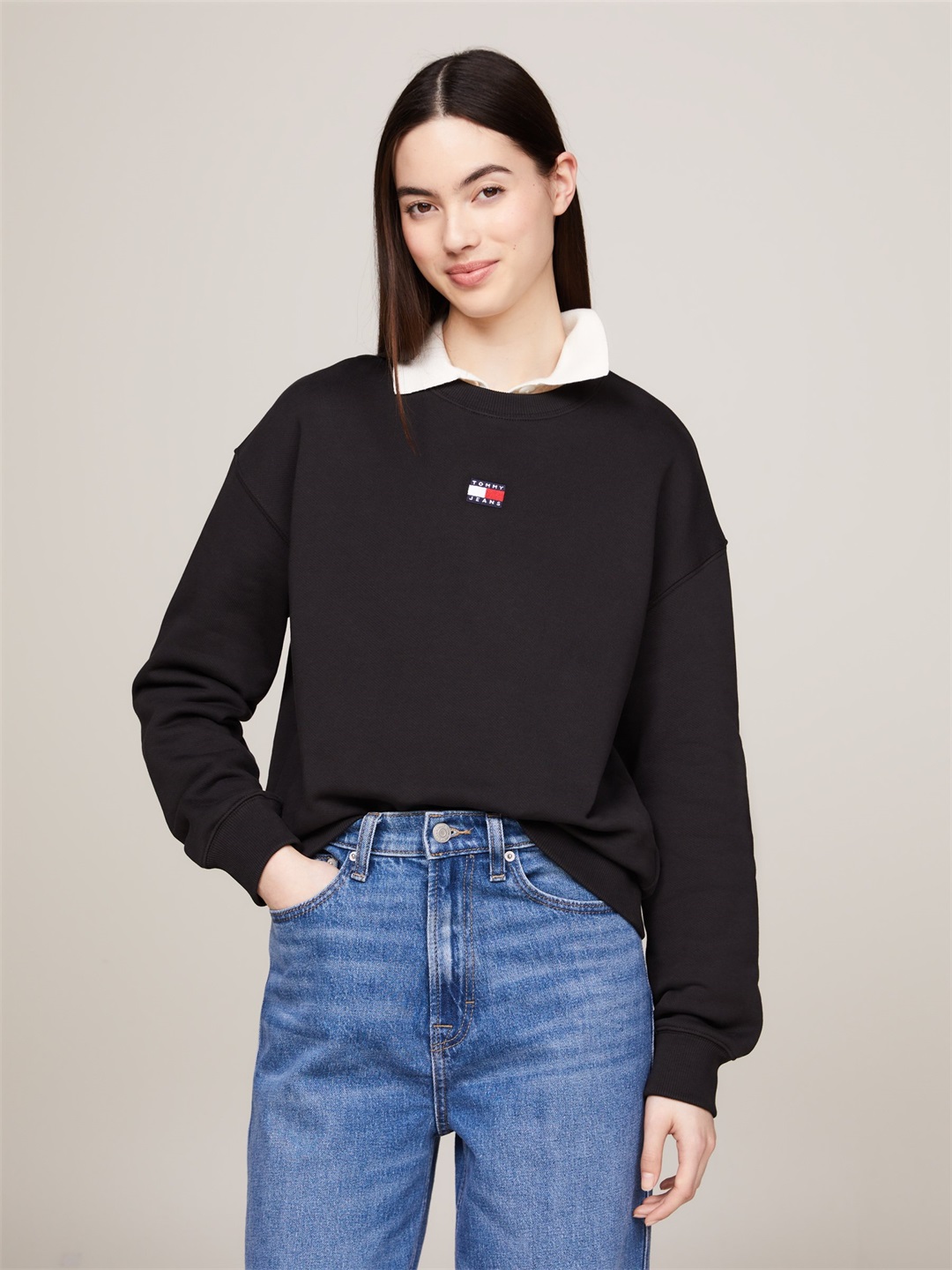 Tommy Jeans BADGE CREW EXT - Sweatshirt - black/schwarz