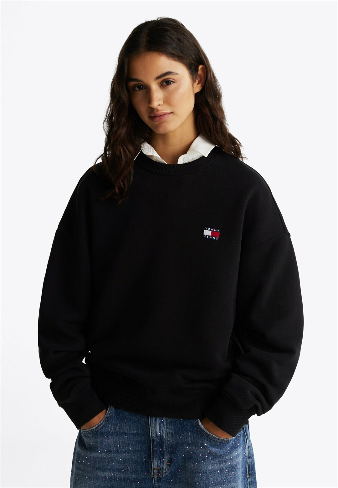 Tommy Jeans BADGE CREW - Sweatshirt - black/schwarz