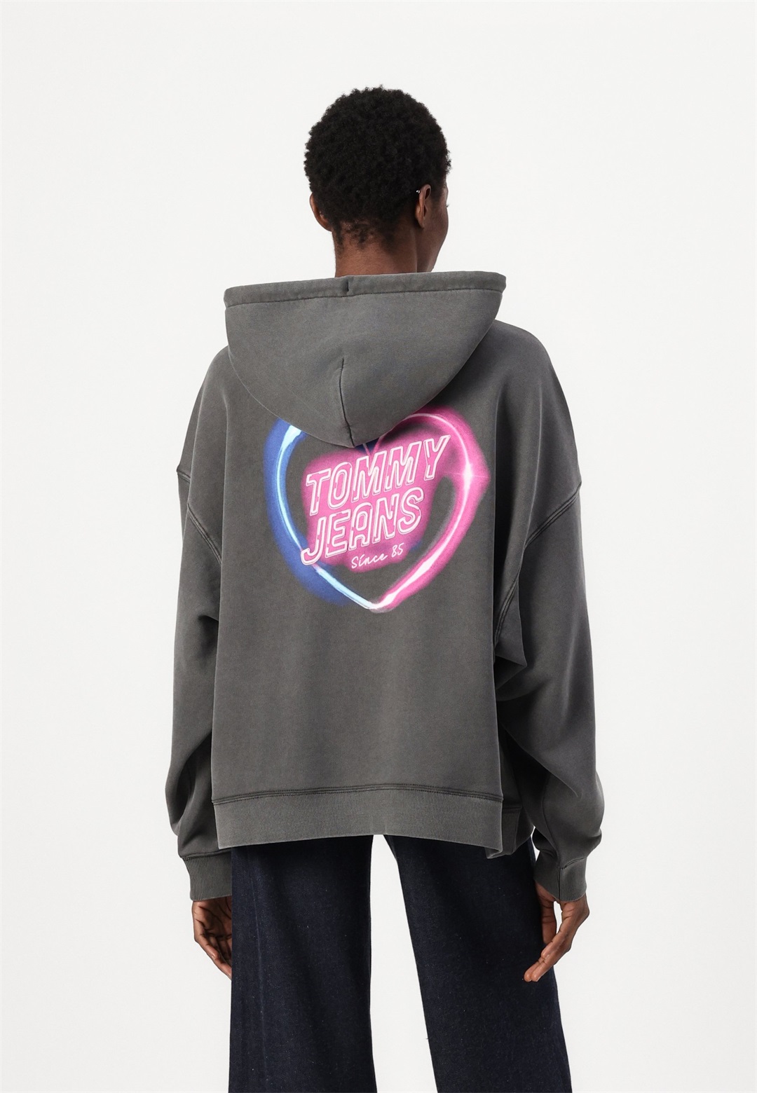 Tommy Jeans NEON HOODIE - Sweatshirt - black/schwarz