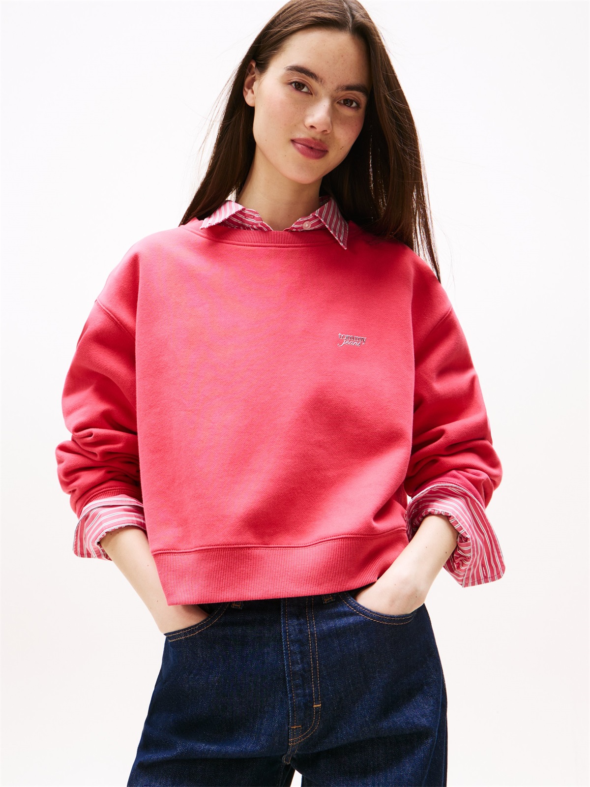 Tommy Jeans SCRIPT - Sweatshirt - vintage cerise/pink