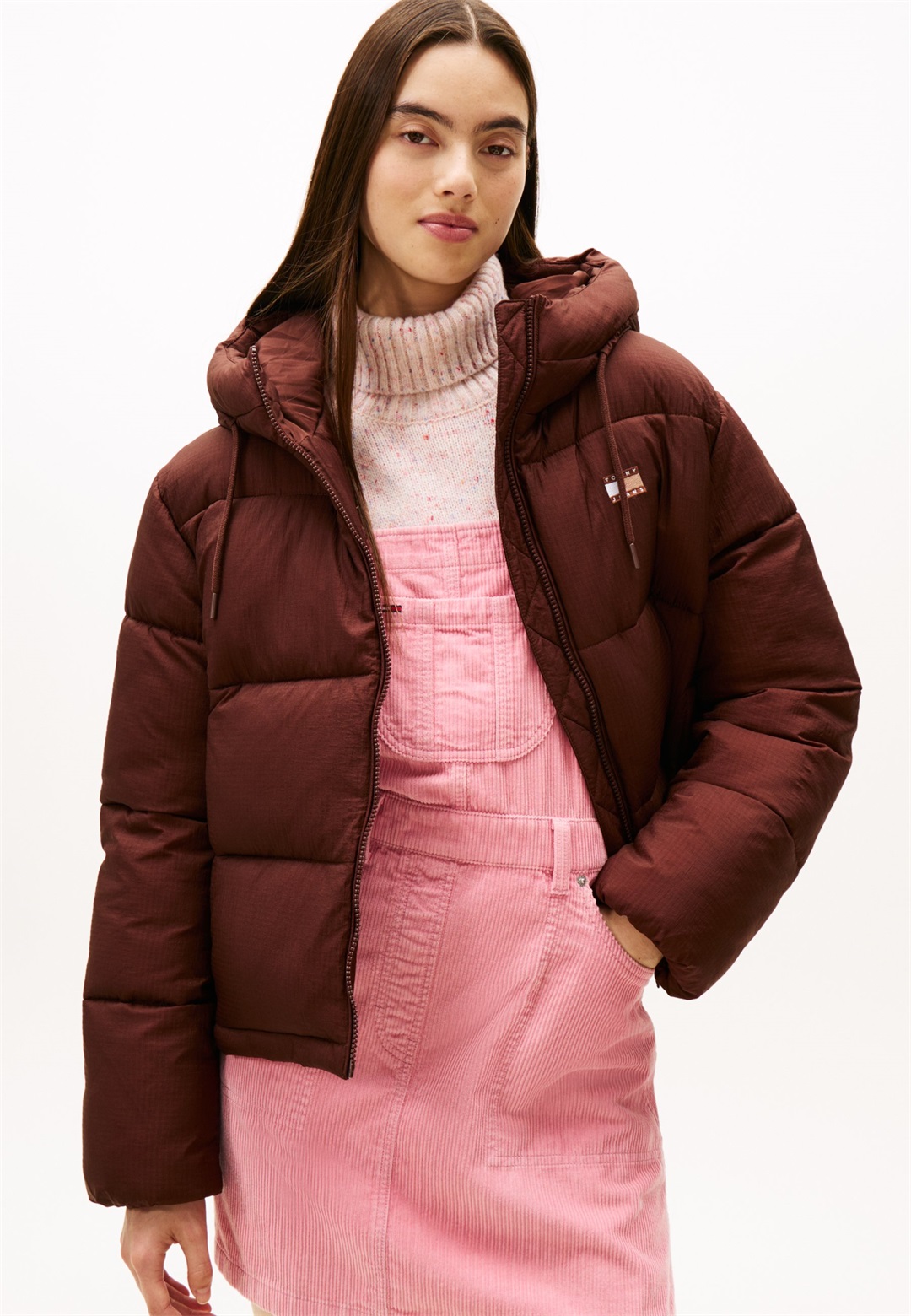 Tommy Jeans HOODED PUFFER - Winterjacke - rich brown/braun
