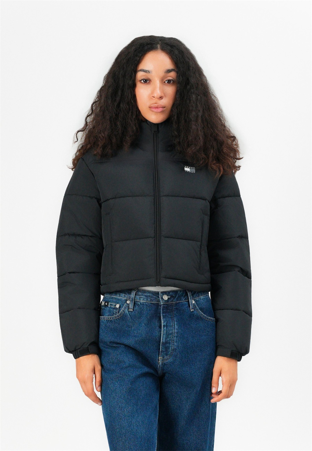 Tommy Jeans FLAG BACK CROP PUFFER - Winterjacke - black/schwarz