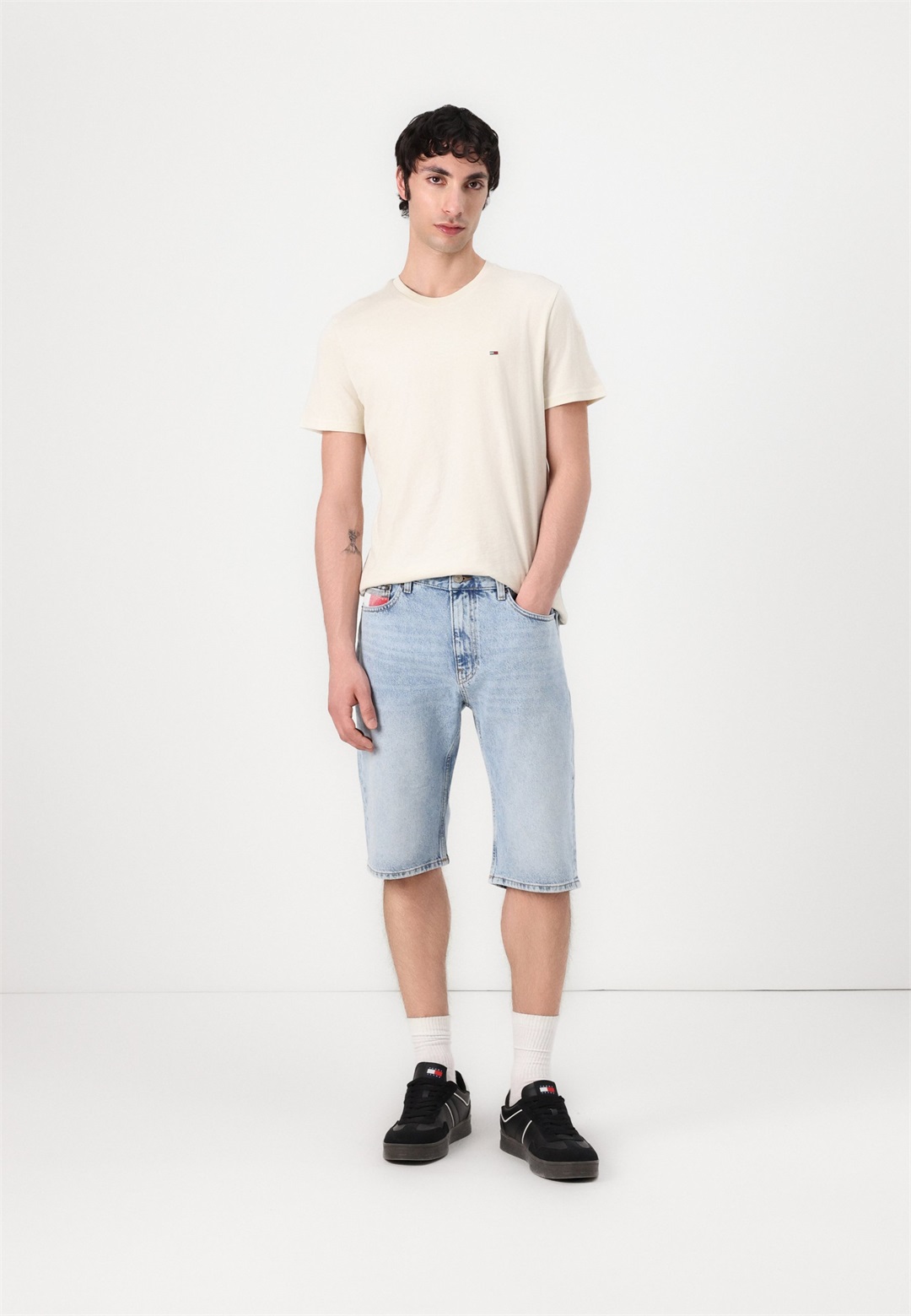 Tommy Jeans SLIM TEE 3 PACK - T-Shirt basic - ecru/desert sand dune/black/schwarz