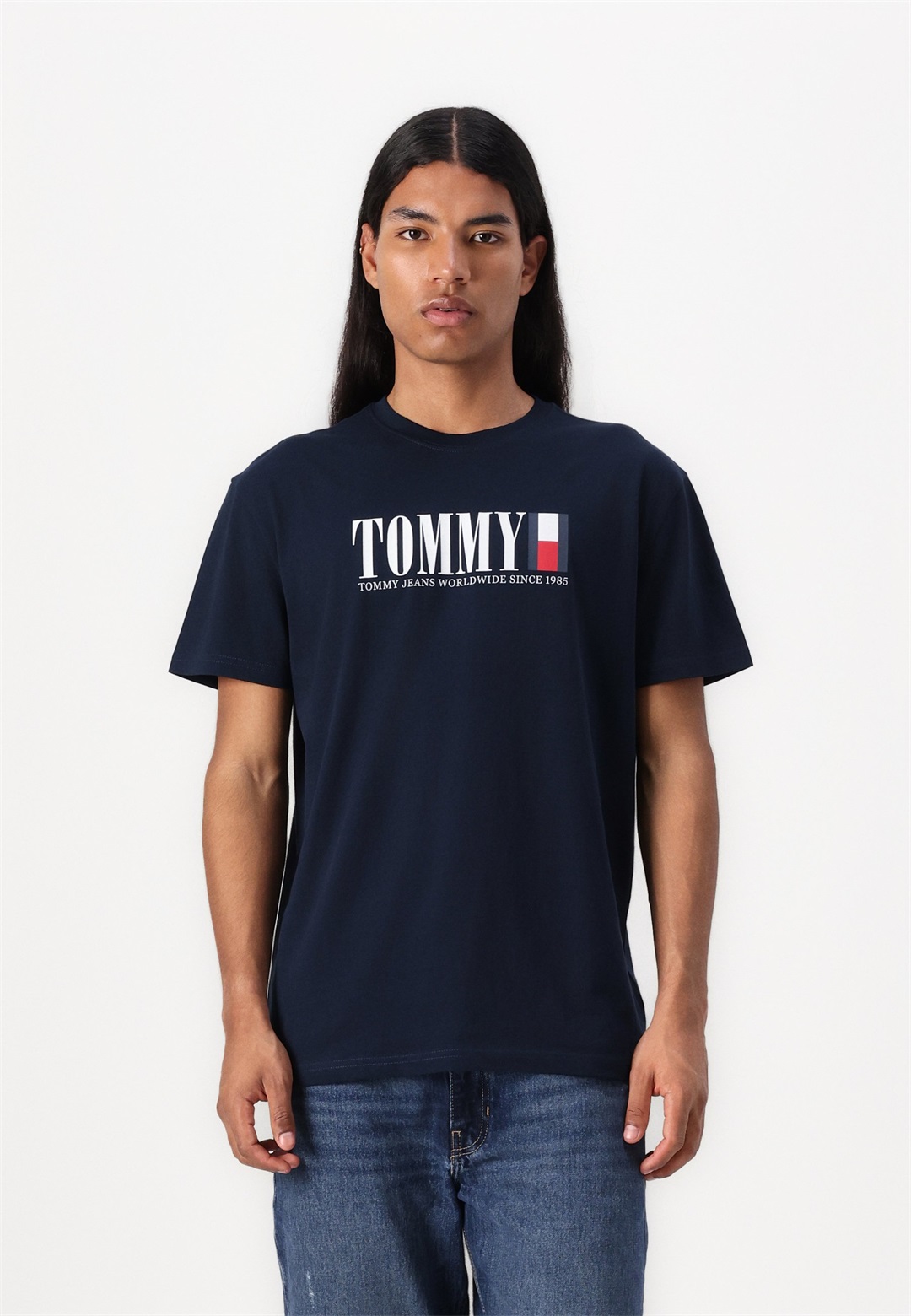Tommy Jeans DNA FLAG TEE - T-Shirt print - dark night navy/dunkelblau