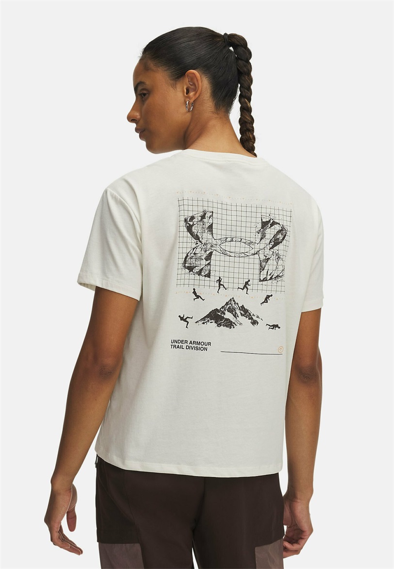 Under Armour TRAIL RUN GRAPHIC - Sport T-Shirt - stone/offwhite