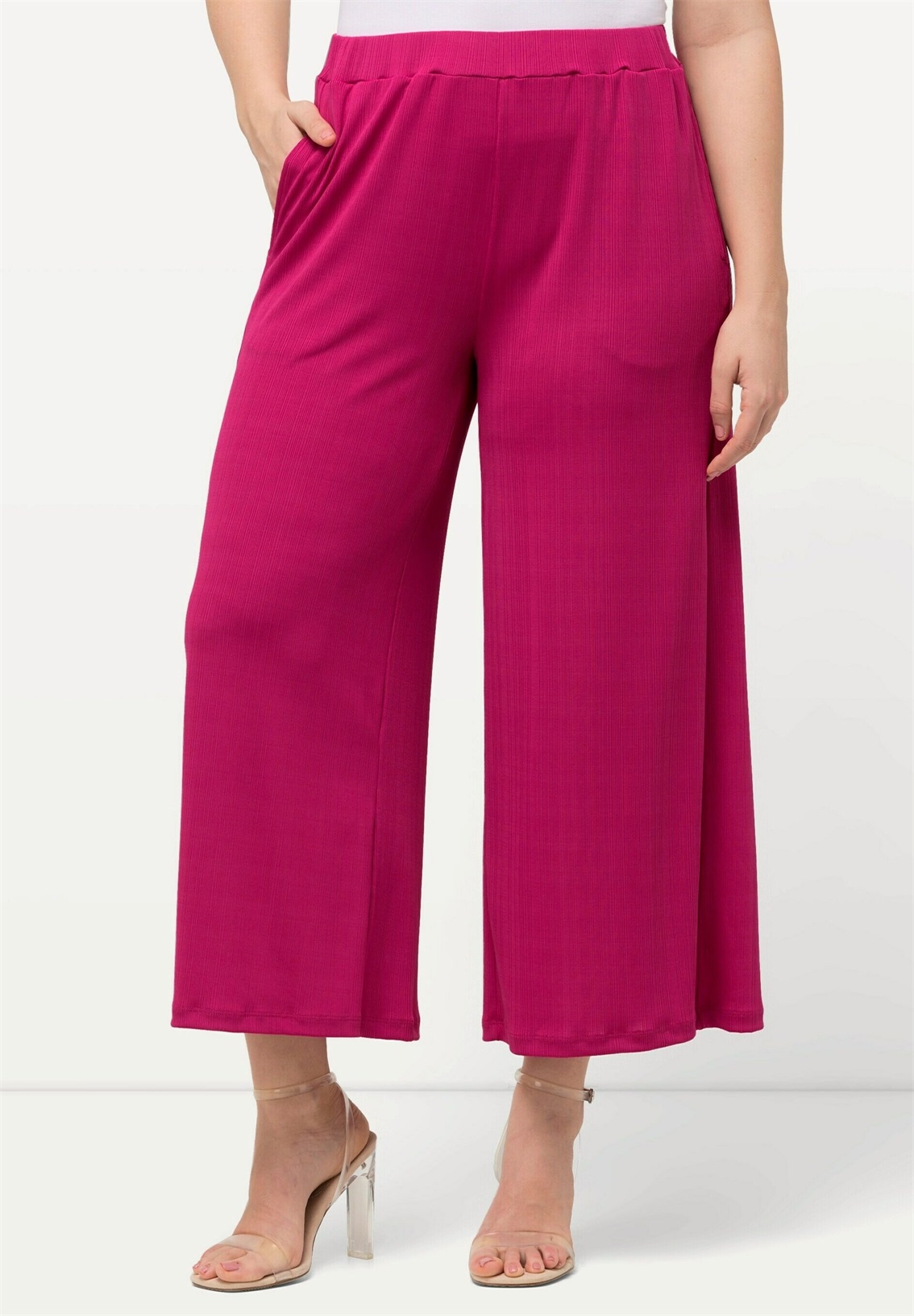 Ulla Popken CULOTTE STRUCTUUR ELASTISCHE BAND - Stoffhose - light heather/pink