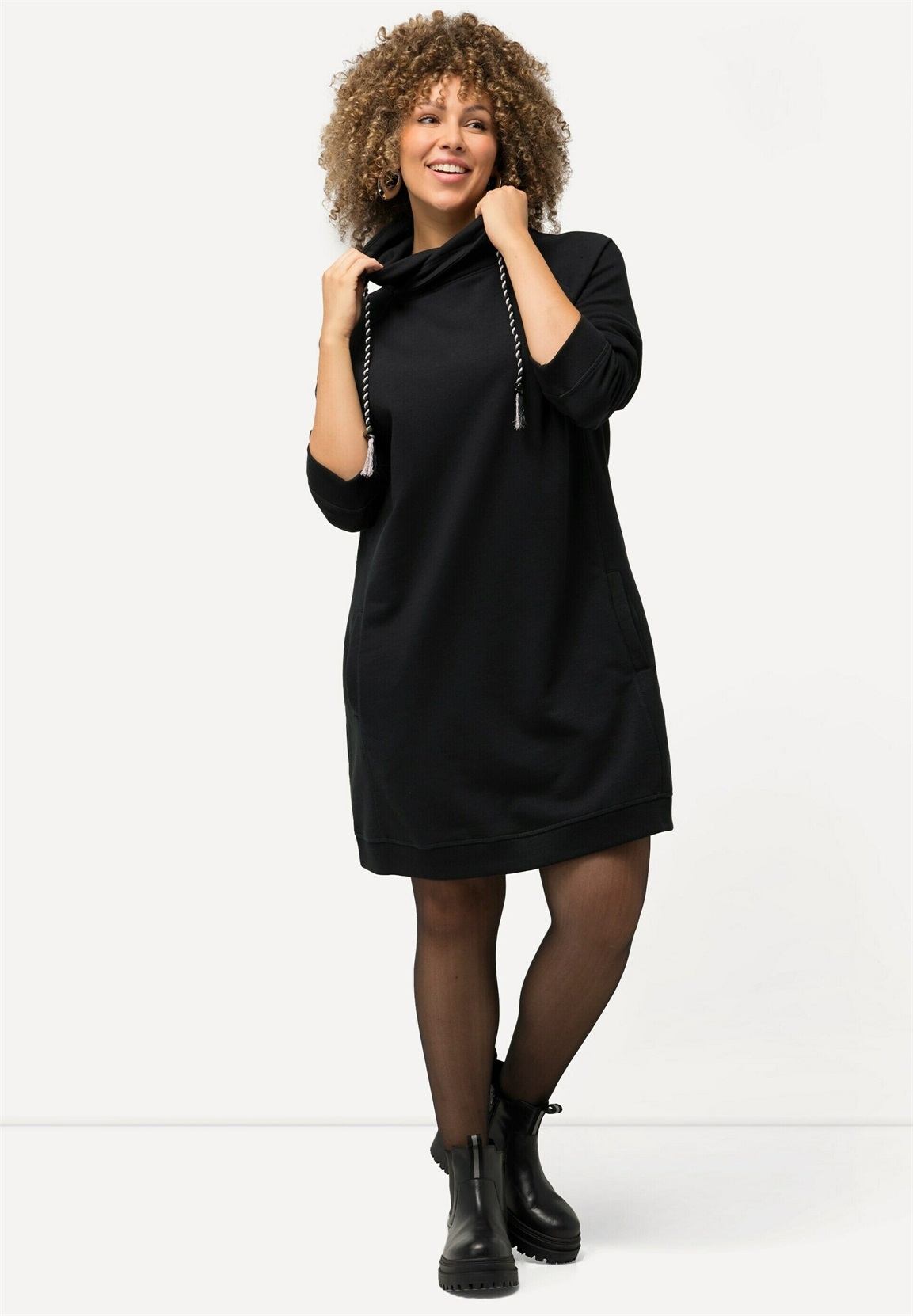 Ulla Popken LANGARM TASCHEN - Freizeitkleid - black/schwarz