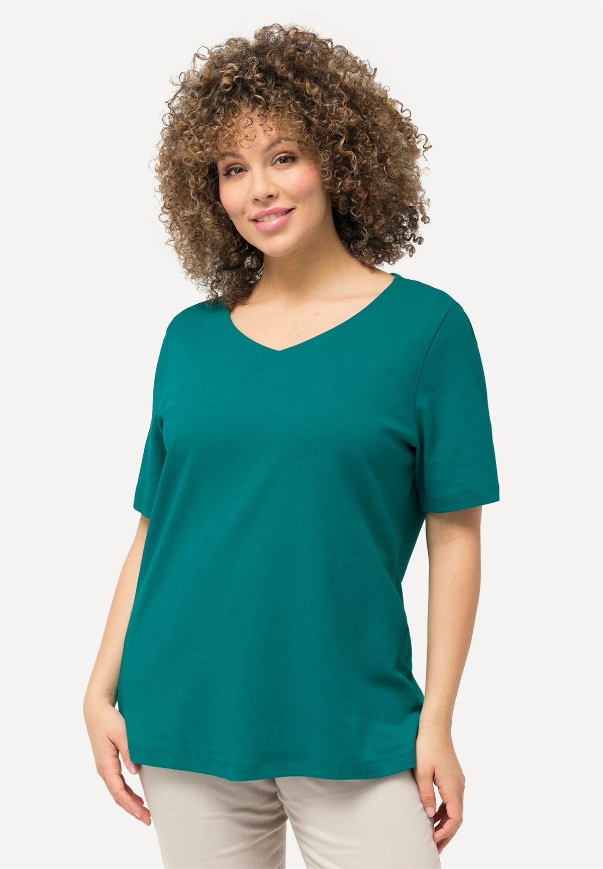 Ulla Popken T-Shirt basic - classic emerald/grün