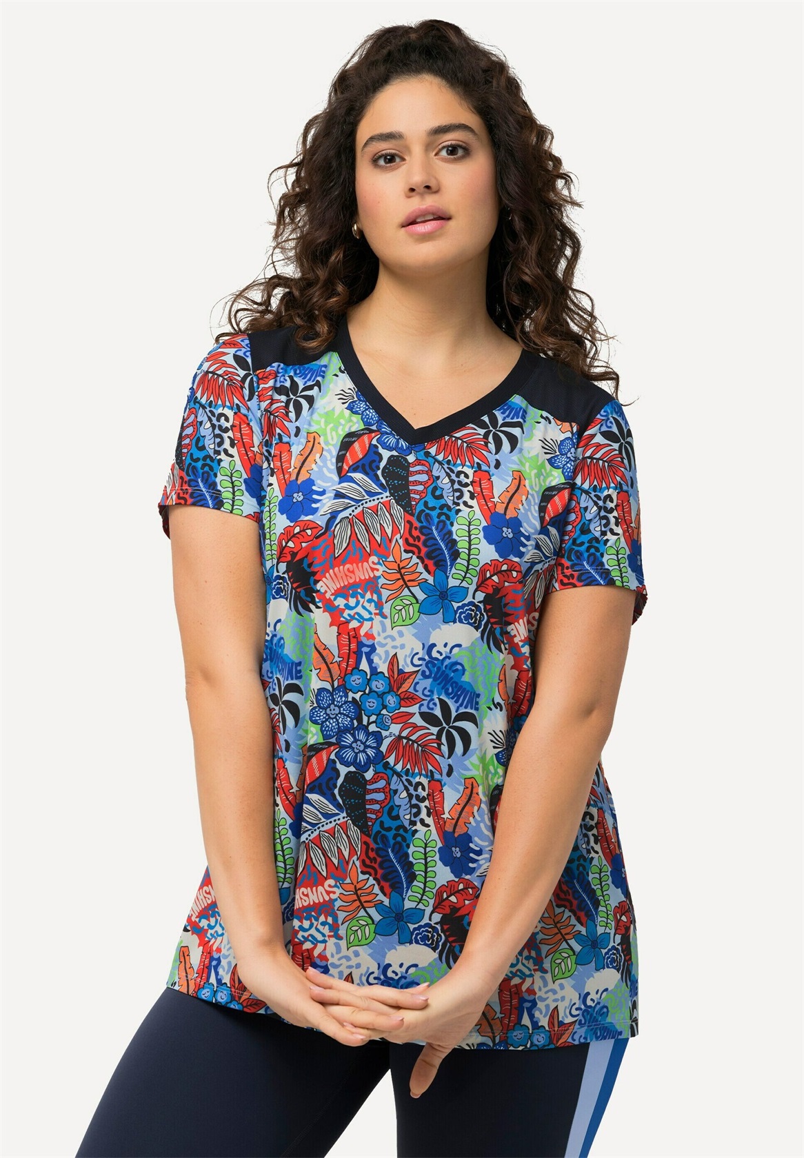 Ulla Popken SHORT SLEEVE - T-Shirt print - cloud blue/hellblau