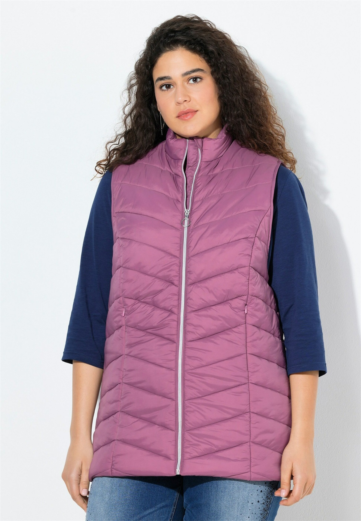 Ulla Popken HYPRAR FUNKTIONS-STEPPWESTE WASSERABWEISEND ZIPPTASCHEN - Weste - dark rose/rosa